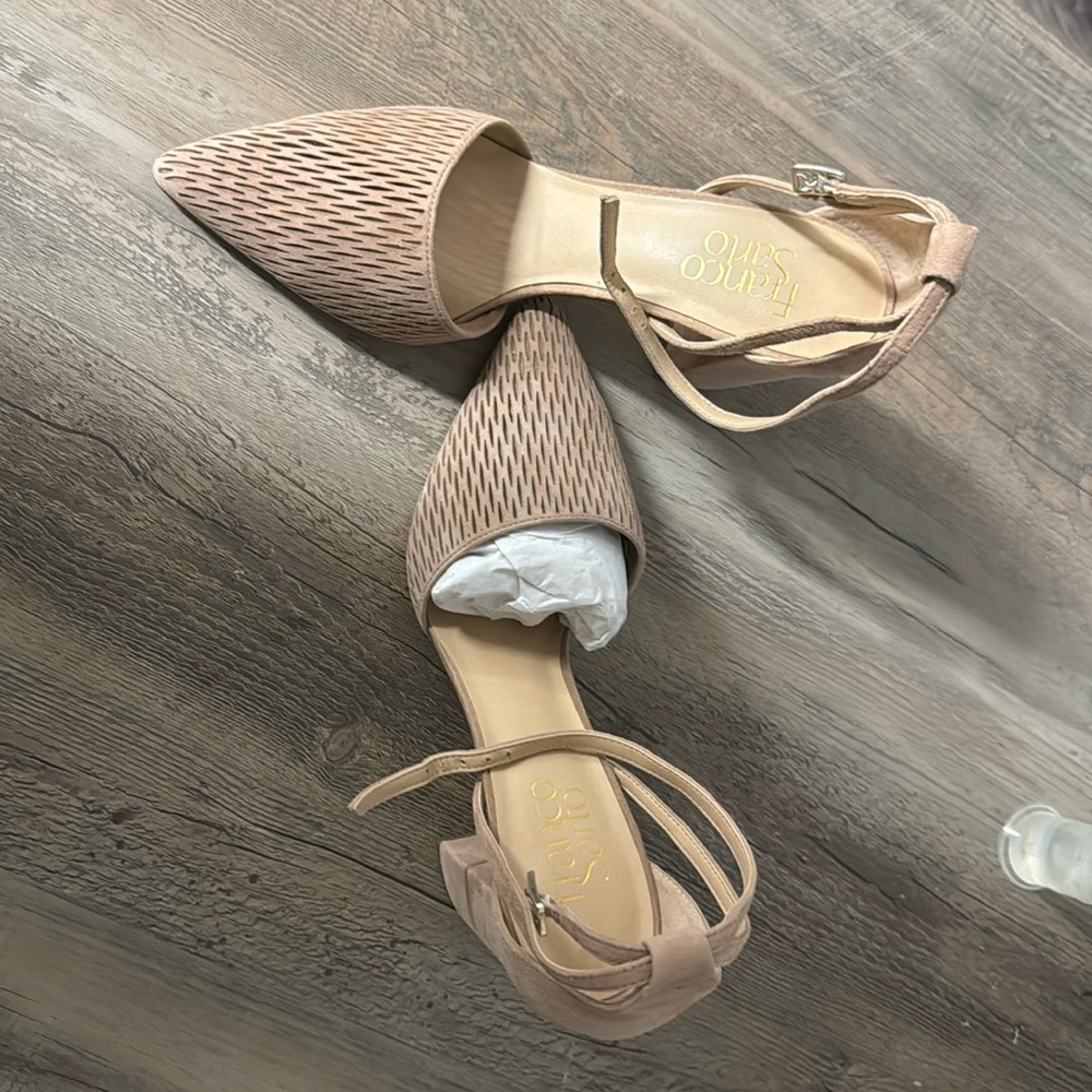BRAND NEW : Suede Beige Block Heels Franco Santo size 7